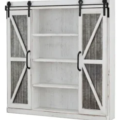 Kirkland's Home Rustic Sliding Metal Door Cabinet- Cabinets & Sideboards