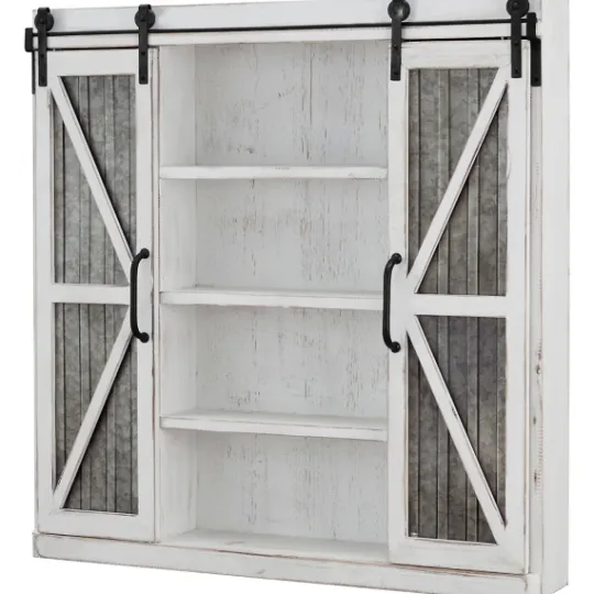 Kirkland's Home Rustic Sliding Metal Door Cabinet- Cabinets & Sideboards