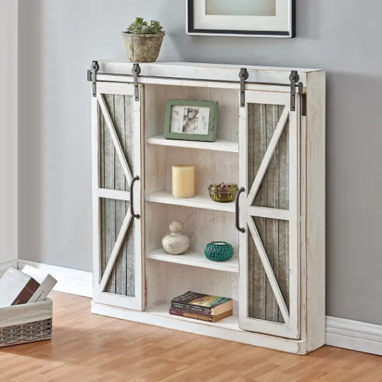 Kirkland's Home Rustic Sliding Metal Door Cabinet- Cabinets & Sideboards
