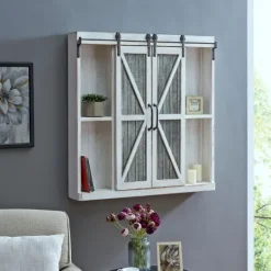 Kirkland's Home Rustic Sliding Metal Door Cabinet- Cabinets & Sideboards