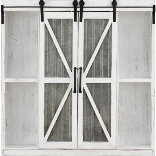 Kirkland's Home Rustic Sliding Metal Door Cabinet- Cabinets & Sideboards