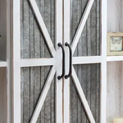 Kirkland's Home Rustic Sliding Metal Door Cabinet- Cabinets & Sideboards
