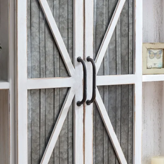 Kirkland's Home Rustic Sliding Metal Door Cabinet- Cabinets & Sideboards