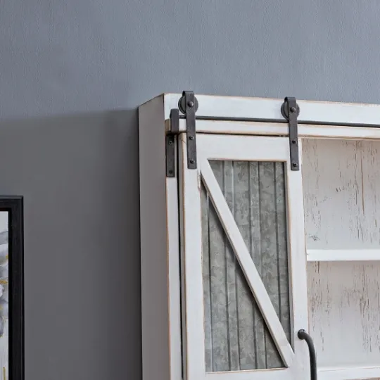 Kirkland's Home Rustic Sliding Metal Door Cabinet- Cabinets & Sideboards