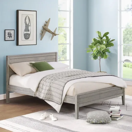 Kirkland's Home Rustic Smoke Wood Panel Full Bed Frame- Beds & Headboards