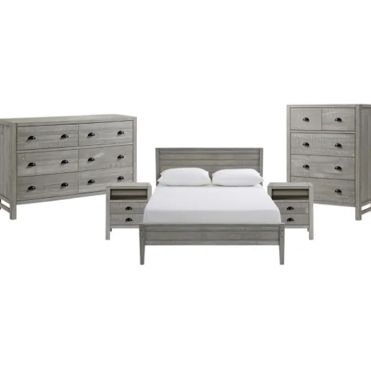 Kirkland's Home Rustic Smoke Wood Panel Full Bed Frame- Beds & Headboards