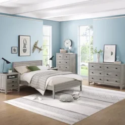 Kirkland's Home Rustic Smoke Wood Panel Full Bed Frame- Beds & Headboards