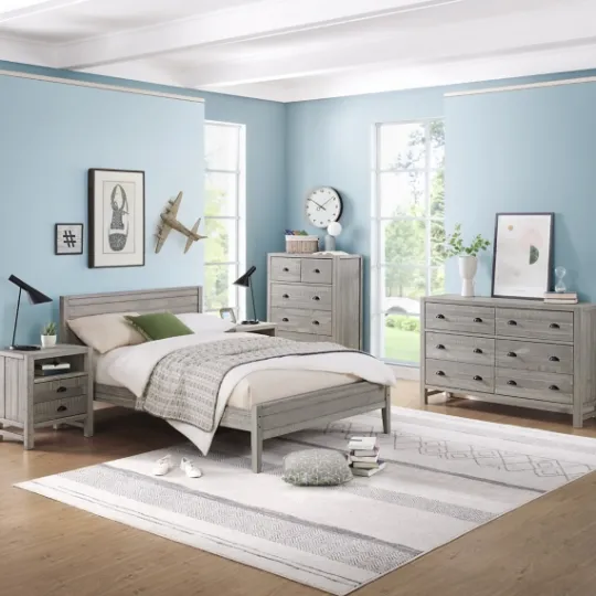 Kirkland's Home Rustic Smoke Wood Panel Full Bed Frame- Beds & Headboards
