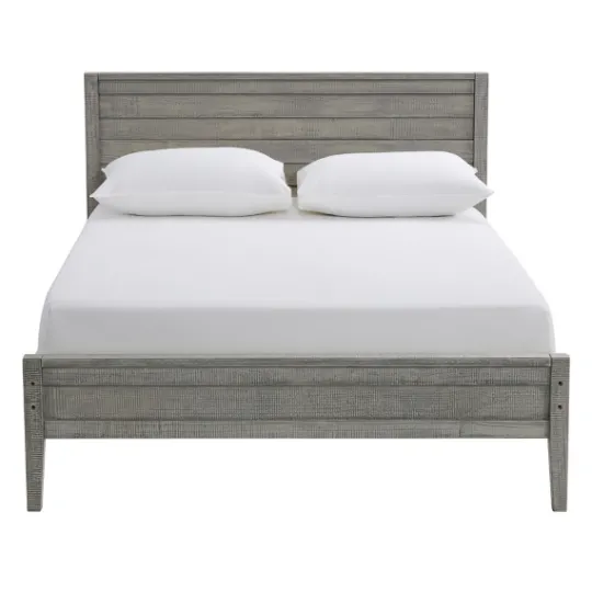 Kirkland's Home Rustic Smoke Wood Panel Full Bed Frame- Beds & Headboards