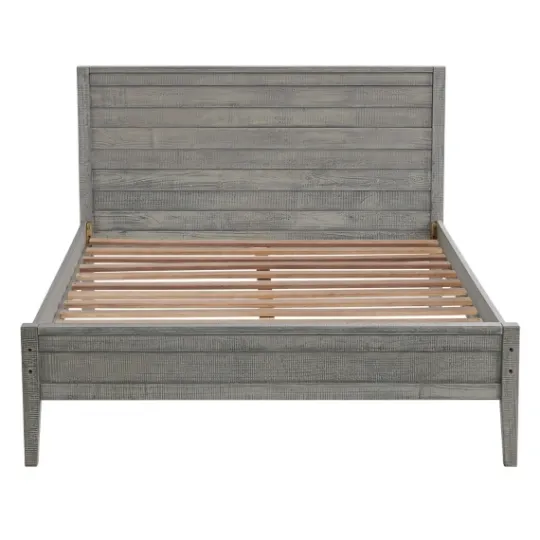 Kirkland's Home Rustic Smoke Wood Panel Full Bed Frame- Beds & Headboards