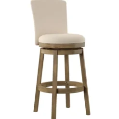 Kirkland's Home Rustic Taupe Upholstered Swivel Bar Stool- Bar Stools & Counter Height Stools