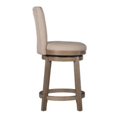 Kirkland's Home Rustic Taupe Upholstered Swivel Counter Stool- Bar Stools & Counter Height Stools