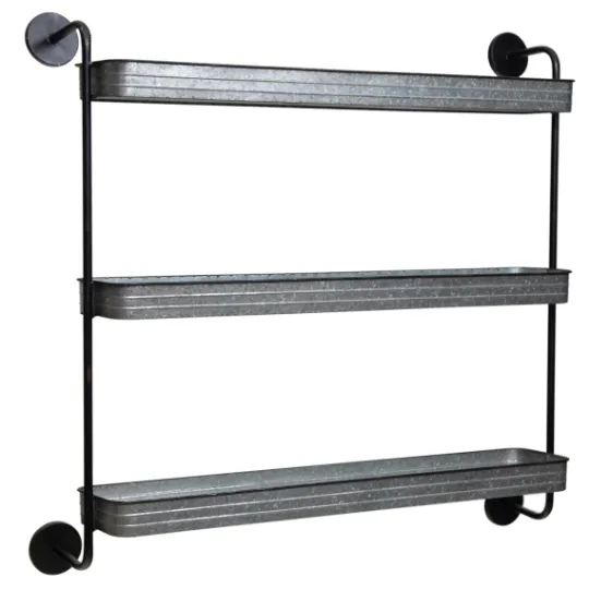 Kirkland's Home Rustic Three Tiered Galvanized Metal Wall Shelf- Shelves