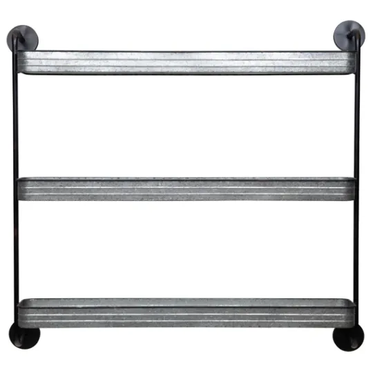 Kirkland's Home Rustic Three Tiered Galvanized Metal Wall Shelf- Shelves