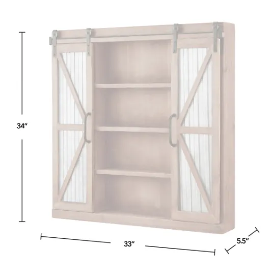 Kirkland's Home Rustic Walnut Sliding Metal Door Cabinet- Cabinets & Sideboards