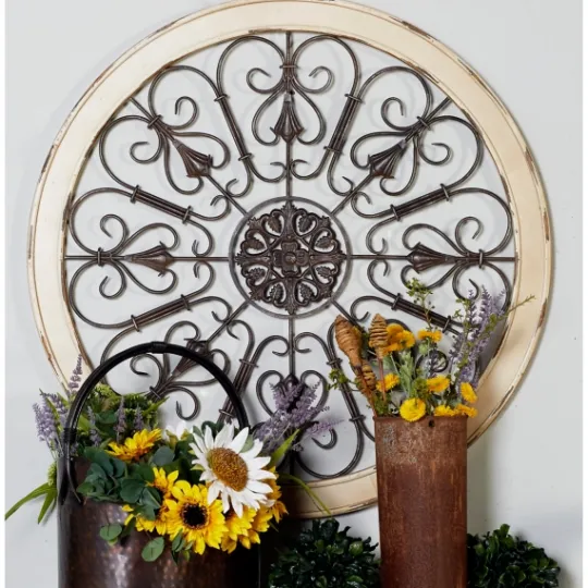Kirkland's Home Rustic White Radial Scrollwork Wall Art- Wall Plaques