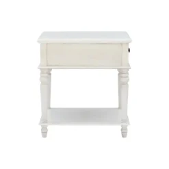 Kirkland's Home Rustic White Turned Legs Accent Table- Accent & End Tables
