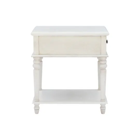 Kirkland's Home Rustic White Turned Legs Accent Table- Accent & End Tables
