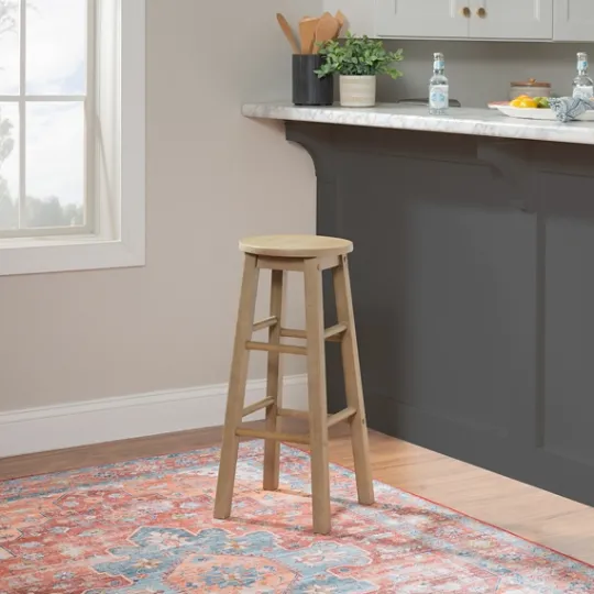 Kirkland's Home Rustic Wood Pub Classic Backless Bar Stool- Bar Stools & Counter Height Stools