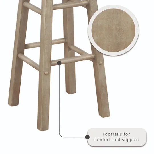 Kirkland's Home Rustic Wood Pub Classic Backless Bar Stool- Bar Stools & Counter Height Stools