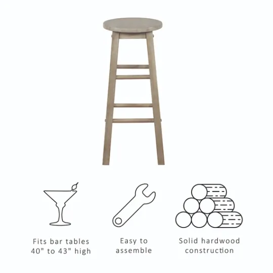 Kirkland's Home Rustic Wood Pub Classic Backless Bar Stool- Bar Stools & Counter Height Stools