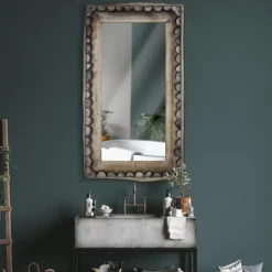 Kirkland's Home Rustic Wood Scalloped Edge Wall Mirror- Decorative Mirrors