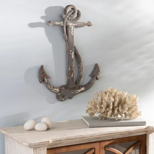Kirkland's Home Rustic Wooden Anchor Plaque- Wall Plaques