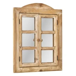Kirkland's Home Rustic Wooden Dual Window Shutter Wall Mirror- Decorative Mirrors