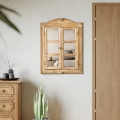 Kirkland's Home Rustic Wooden Dual Window Shutter Wall Mirror- Decorative Mirrors