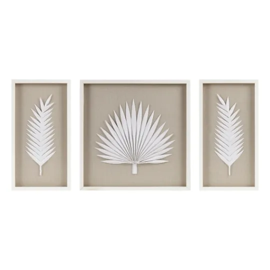 Kirkland's Home Sabal Rice Paper Palm Shadowbox Plaques, Set Of 3- Wall Plaques