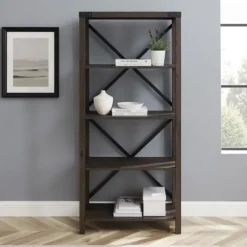 Kirkland's Home Sable Wood X-Frame Classic Bookcase- Bookshelves