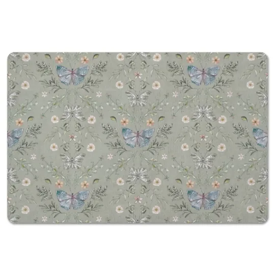 Kirkland's Home Sage Botanical Butterfly Floor Mat- Kitchen & Floor Mats