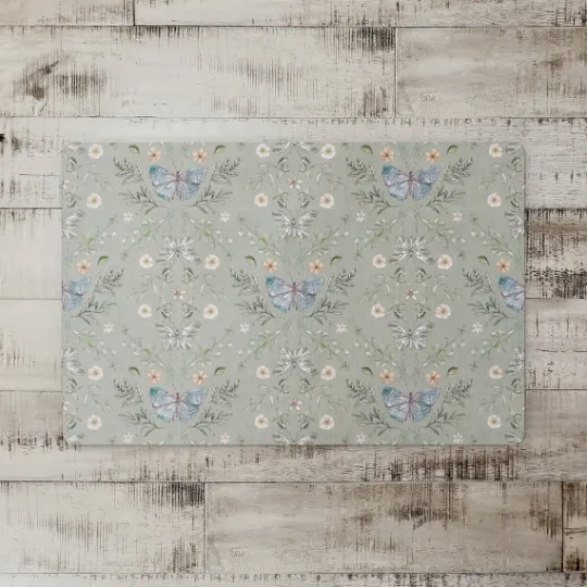 Kirkland's Home Sage Botanical Butterfly Floor Mat- Kitchen & Floor Mats