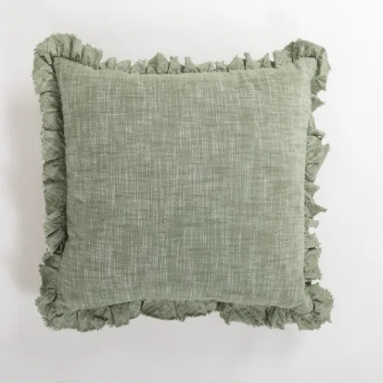 Kirkland's Home Sage Chambray Ruffle Edge Pillow- Pillows