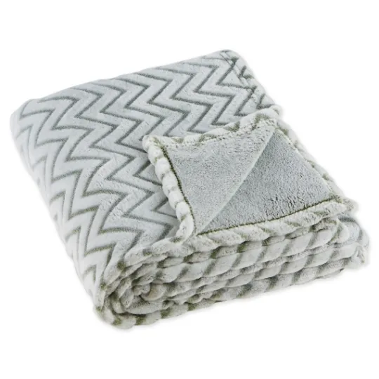 Kirkland's Home Sage Chevron Plush Throw- Blankets & Throws