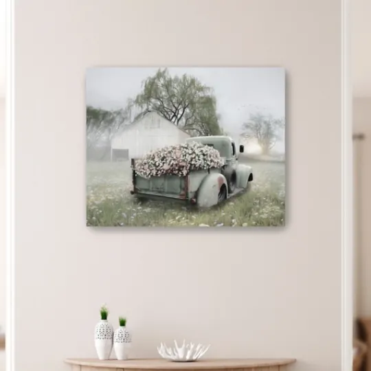 Kirkland's Home Sage Flower Truck Canvas Art Print, 30X24 In.- Canvas Art