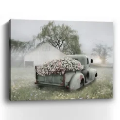 Kirkland's Home Sage Flower Truck Canvas Art Print, 30X24 In.- Canvas Art