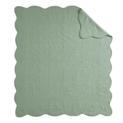 Kirkland's Home Sage Oversized Quilted Scalloped Edge Throw- Blankets & Throws