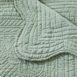 Kirkland's Home Sage Oversized Quilted Scalloped Edge Throw- Blankets & Throws