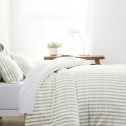 Kirkland's Home Sage Rugged Stripes Puffed King 3-Pc. Duvet Set- Duvets
