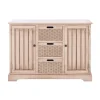 Kirkland's Home Sand Cabinet With Natural Woven Baskets- Cabinets & Sideboards