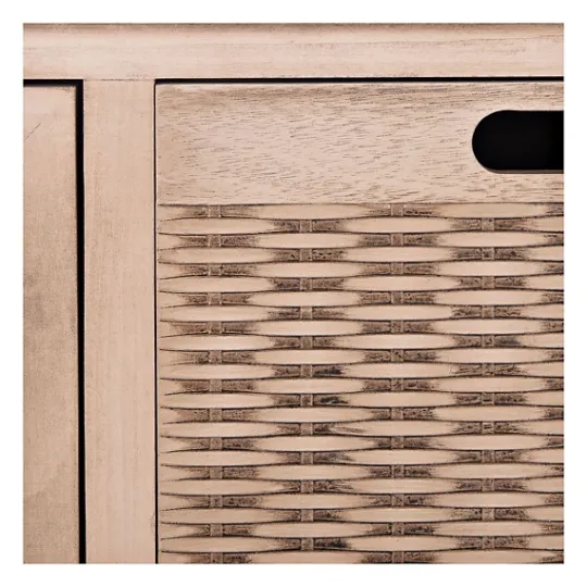 Kirkland's Home Sand Cabinet With Natural Woven Baskets- Cabinets & Sideboards