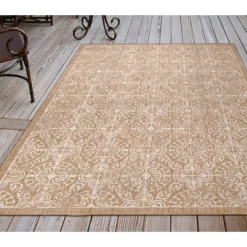 Kirkland's Home Sand Embellished Scroll Indoor/Outdoor Rug, 6X9- Outdoor Rugs