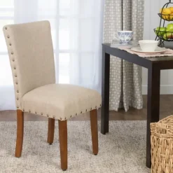 Kirkland's Home Sand Nailhead Parsons Dining Chairs, Set Of 2- Dining Chairs