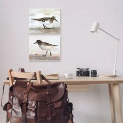 Kirkland's Home Sandpiper On Coast Framed 2Pc Canvas Art Print Set- Framed Art
