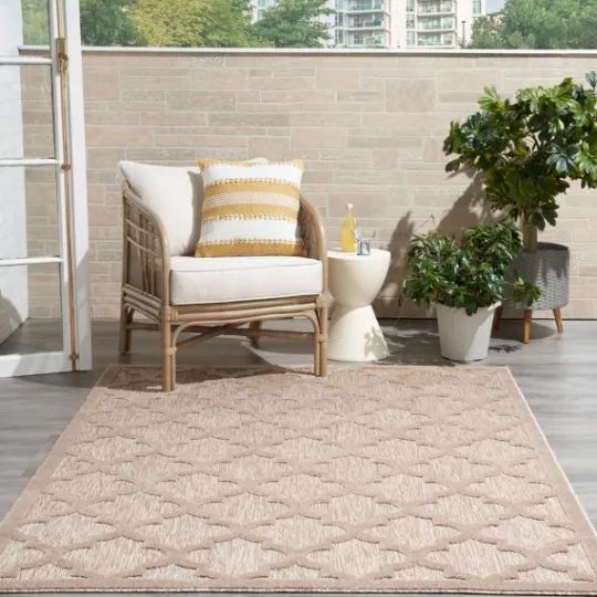 Kirkland's Home Sandstone Natural Trellis Outdoor Area Rug, 4X6- Outdoor Rugs