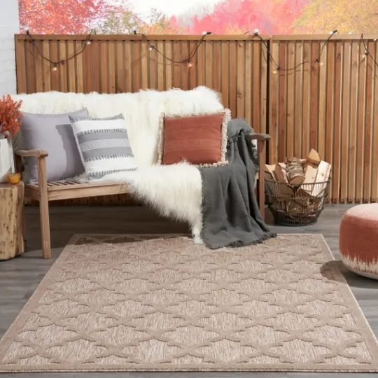 Kirkland's Home Sandstone Natural Trellis Outdoor Area Rug, 4X6- Outdoor Rugs