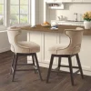 Kirkland's Home Sandy Beige Curve Back Swivel Counter Stool- Bar Stools & Counter Height Stools