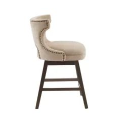 Kirkland's Home Sandy Beige Curve Back Swivel Counter Stool- Bar Stools & Counter Height Stools