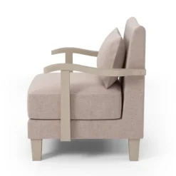 Kirkland's Home Sandy Beige Curved Arms Accent Chair- Accent Chairs